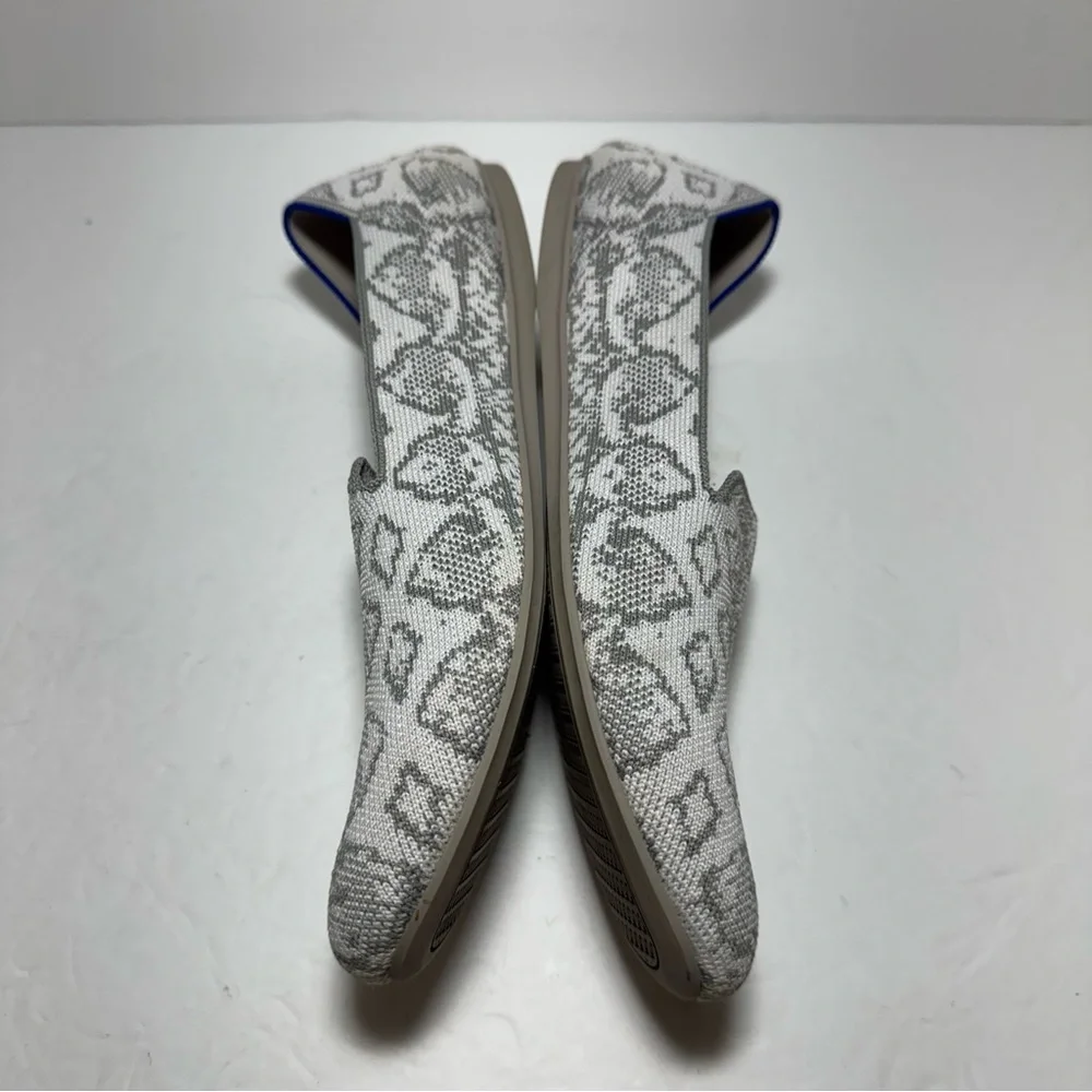 Rothy’s The Loafer Ivory Grey Snake Women's Round Toe Slip on Flats Size 9.5